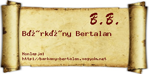 Bárkány Bertalan névjegykártya